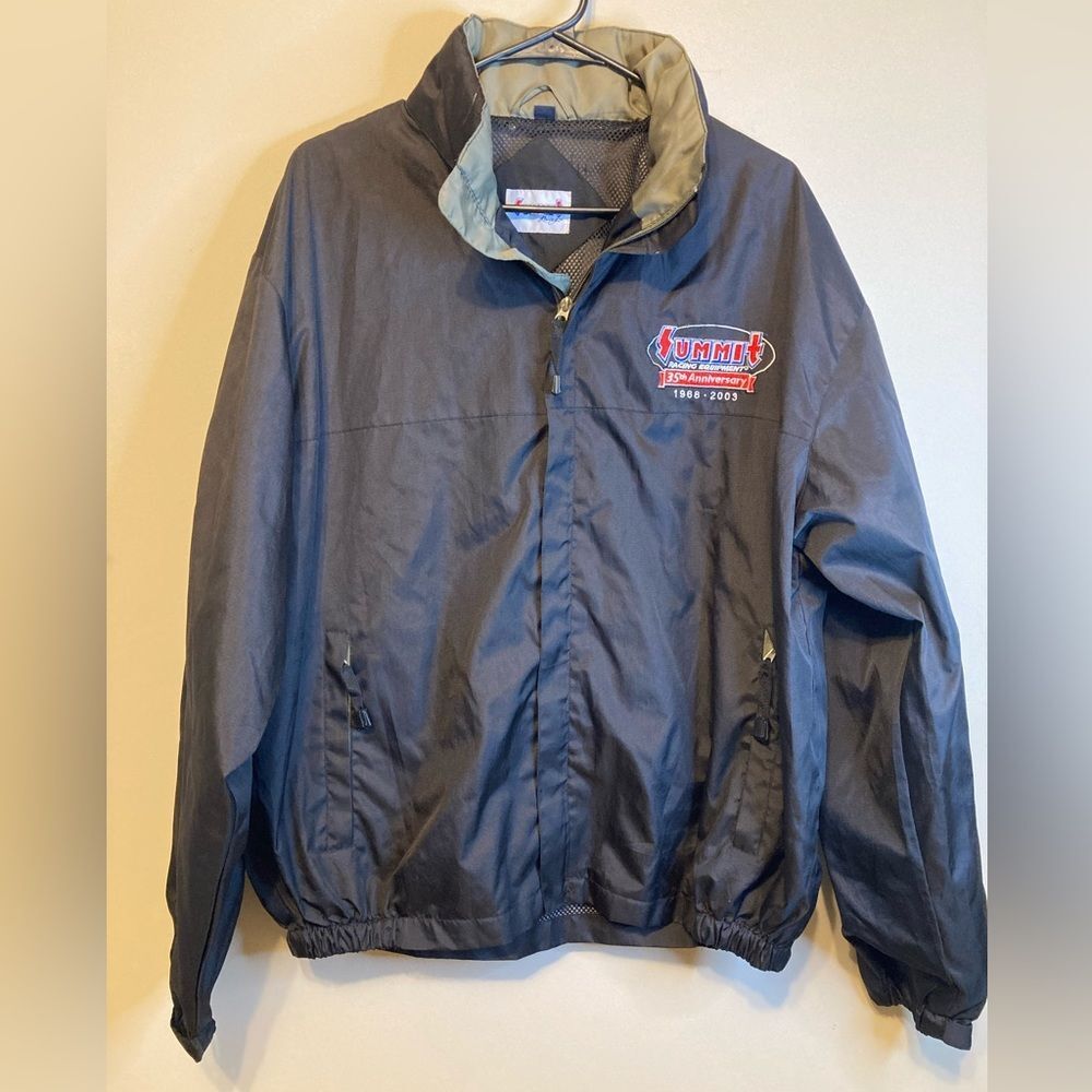 VTG Summit Racing 35th Anniversary Jacket Mens Black Hooded Windbreaker Size XXL